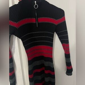 Black and red stripped sweater dress